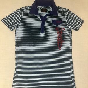Ed Hardy Navy and White Striped Polo